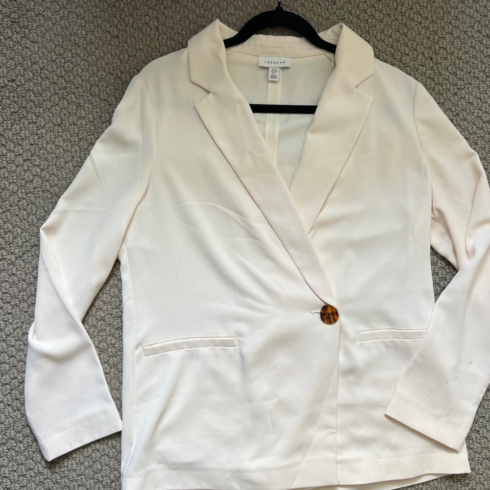 Chic Ivory Cream Blazer with Single Tortoise Button size six TopShop